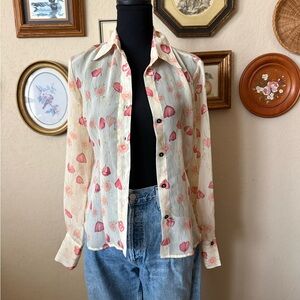 Bisou Bisou Floral Blouse - Cream and Pink